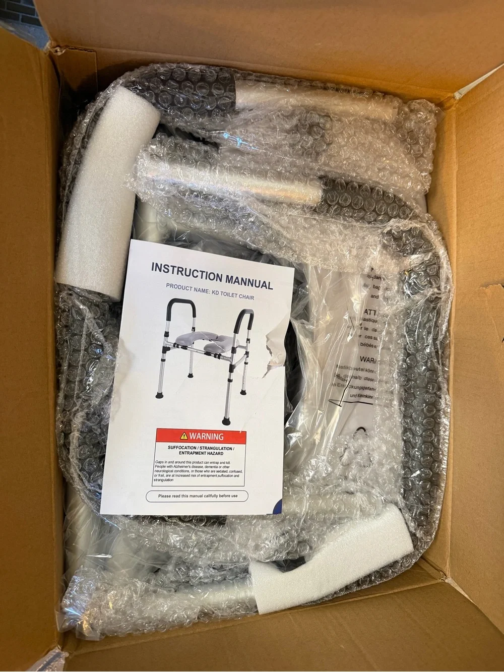 Toilet Seat Frame Commode with Armrests